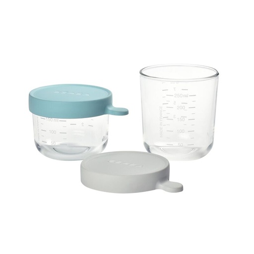 [912802] BEABA Coffret 2 portions verre (150ml airy green /250ml light mist)